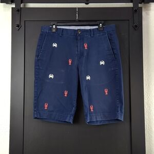 Brooks Brothers Blue Chino Shorts With Embroidered Crab & Lobster SZ 32